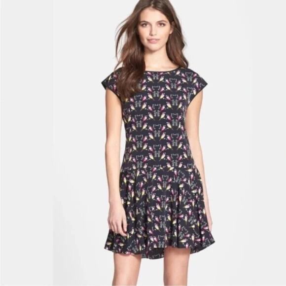 Cece Cynthia Steffe Bitsy Bird Dress Sundress Skater Dress - Size 4 - Picture 1 of 8